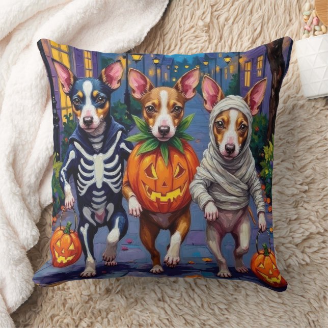 Rat Terrier Trick-or-Treating Halloween Costumes Cushion (Blanket)