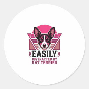 Rat Terrier Vintage Easily Distracted Dog Shirt De Classic Round Sticker