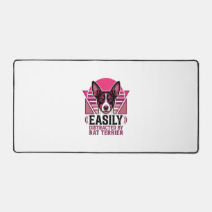 Rat Terrier Vintage Easily Distracted Dog Shirt De Desk Mat