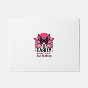 Rat Terrier Vintage Easily Distracted Dog Shirt De Doormat