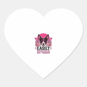 Rat Terrier Vintage Easily Distracted Dog Shirt De Heart Sticker