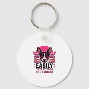 Rat Terrier Vintage Easily Distracted Dog Shirt De Key Ring