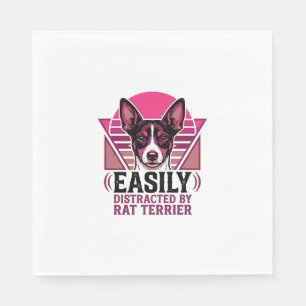 Rat Terrier Vintage Easily Distracted Dog Shirt De Napkin