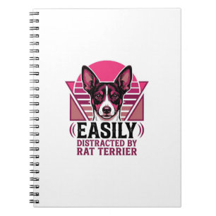Rat Terrier Vintage Easily Distracted Dog Shirt De Notebook