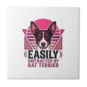 Rat Terrier Vintage Easily Distracted Dog Shirt De Tile