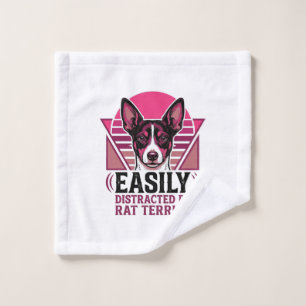 Rat Terrier Vintage Easily Distracted Dog Shirt De Wash Cloth