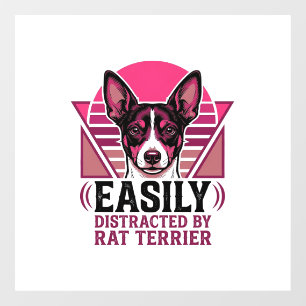 Rat Terrier Vintage Easily Distracted Dog Shirt De Window Cling