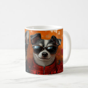 Rat Terrier With Heart Roses Valentine's Day Coffee Mug