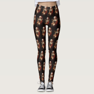 Rat Terrier With Santa Claus Festive Christmas  Leggings