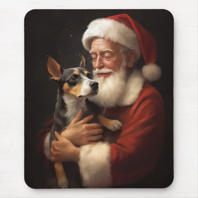 Rat Terrier With Santa Claus Festive Christmas  Mouse Mat (Front)
