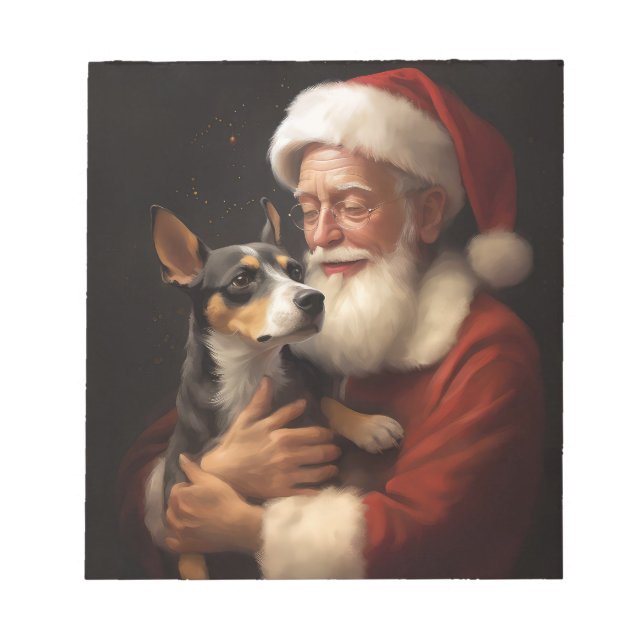 Rat Terrier With Santa Claus Festive Christmas  Notepad (Front)