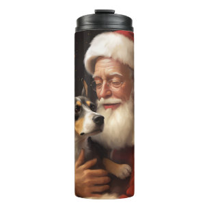 Rat Terrier With Santa Claus Festive Christmas  Thermal Tumbler
