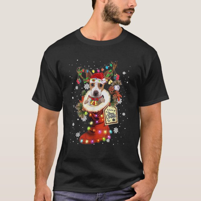 Rat Terrier Xmas Boot Christmas Sock Winter Snow  T-Shirt (Front)