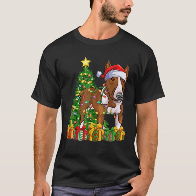 Rat Terrier Xmas Tree Lighting Rat Terrier Dog Chr T-Shirt (Front)