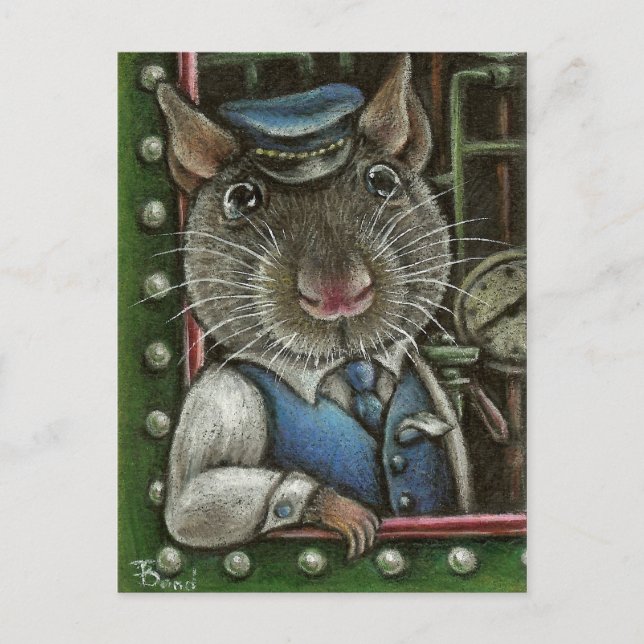 Rat the engine driver postcard (Front)
