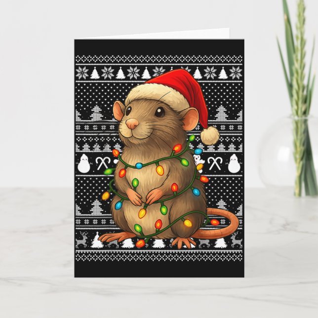 Rat Ugly Christmas Santa Costume Family Xmas Women Card (Front)