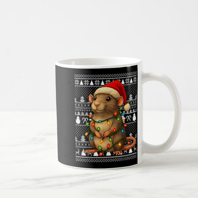 Rat Ugly Christmas Santa Costume Family Xmas Women Coffee Mug (Right)