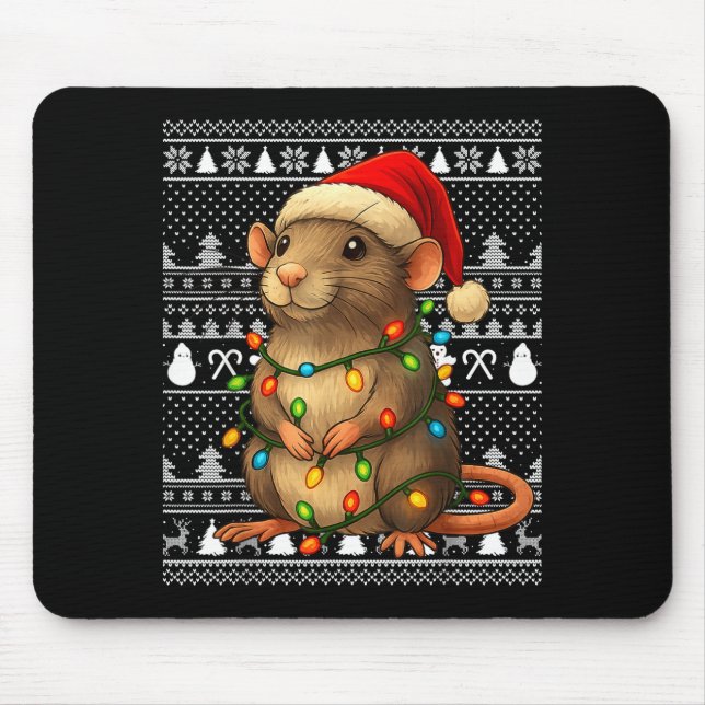 Rat Ugly Christmas Santa Costume Family Xmas Women Mouse Mat (Front)