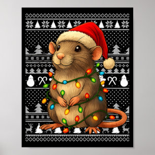 Rat Ugly Christmas Santa Costume Family Xmas Women Poster