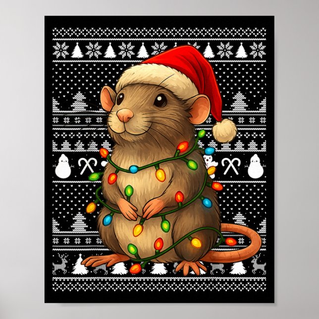 Rat Ugly Christmas Santa Costume Family Xmas Women Poster (Front)