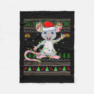 Rat Ugly Christmas Sweaters Holiday Santa Cute Xma Fleece Blanket