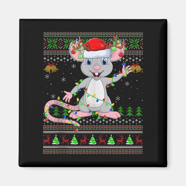 Rat Ugly Christmas Sweaters Holiday Santa Cute Xma Magnet (Front)