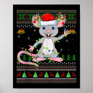 Rat Ugly Christmas Sweaters Holiday Santa Cute Xma Poster