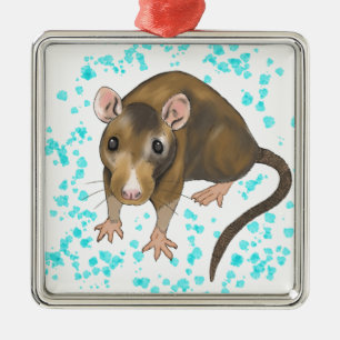 Rat Watercolour Metal Tree Decoration