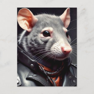 Rat Wearing Leather Jacket  Postcard