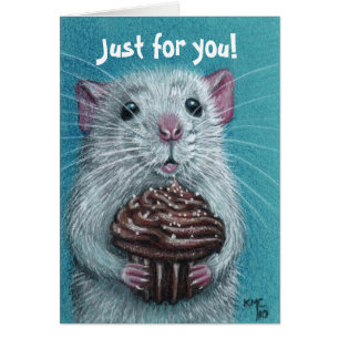 Rat with Chocolate Cupcake Card