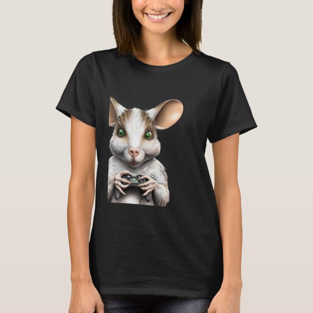 Rat with game controller gamer mouse T-Shirt (Front)