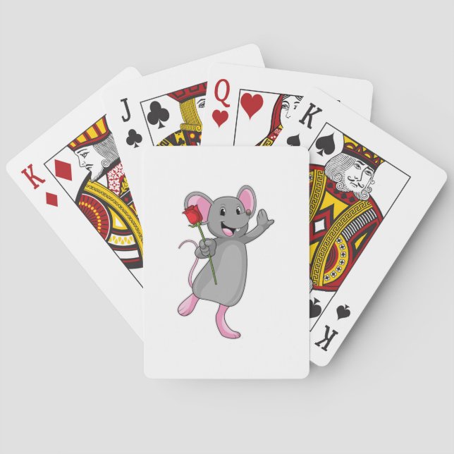 Rat with Rose Flower Playing Cards (Back)
