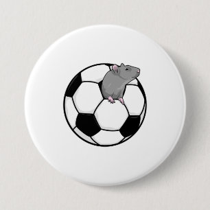 Rat with Soccer ball 7.5 Cm Round Badge
