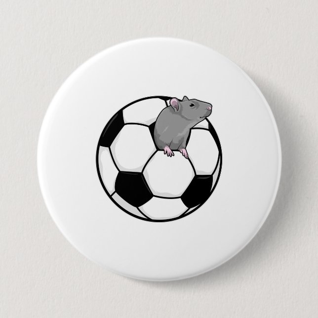 Rat with Soccer ball 7.5 Cm Round Badge (Front)