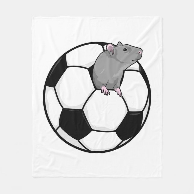 Rat with Soccer ball Fleece Blanket (Front)