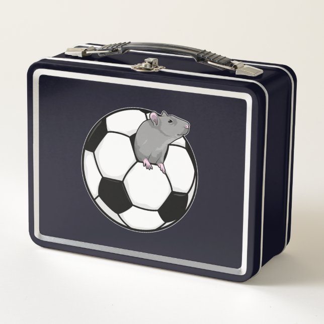 Rat with Soccer ball Metal Lunch Box (Front)