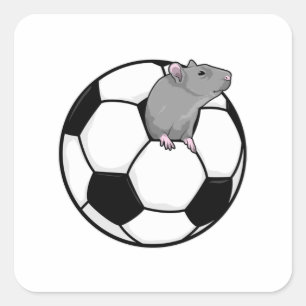 Rat with Soccer ball Square Sticker
