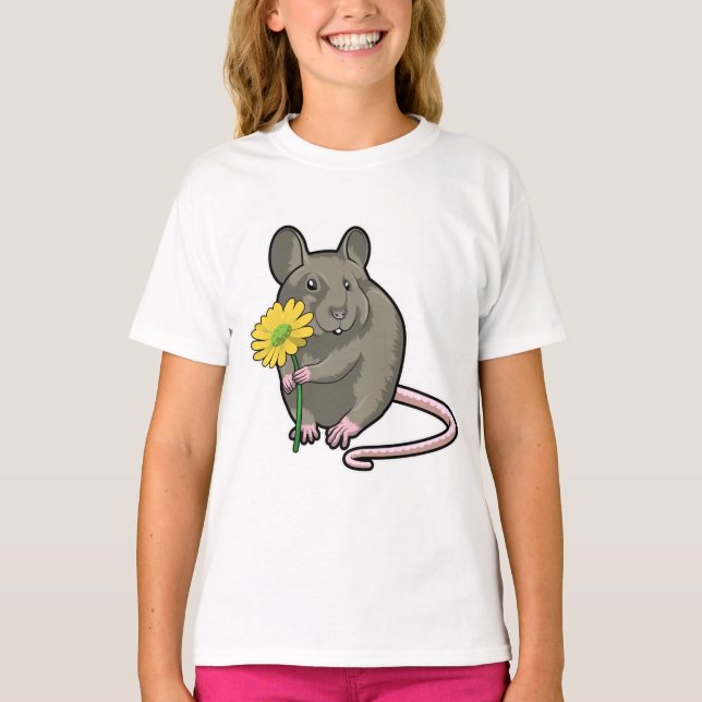 Rat with yellow Flower T-Shirt (Front)