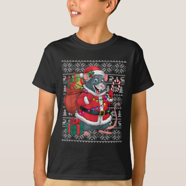Rat Xmas Sweater Style Ugly Santa Rat Christmas  (Front)