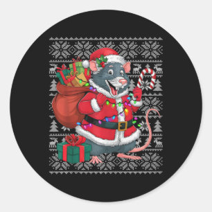 Rat Xmas Sweater Style Ugly Santa Rat Christmas  Classic Round Sticker