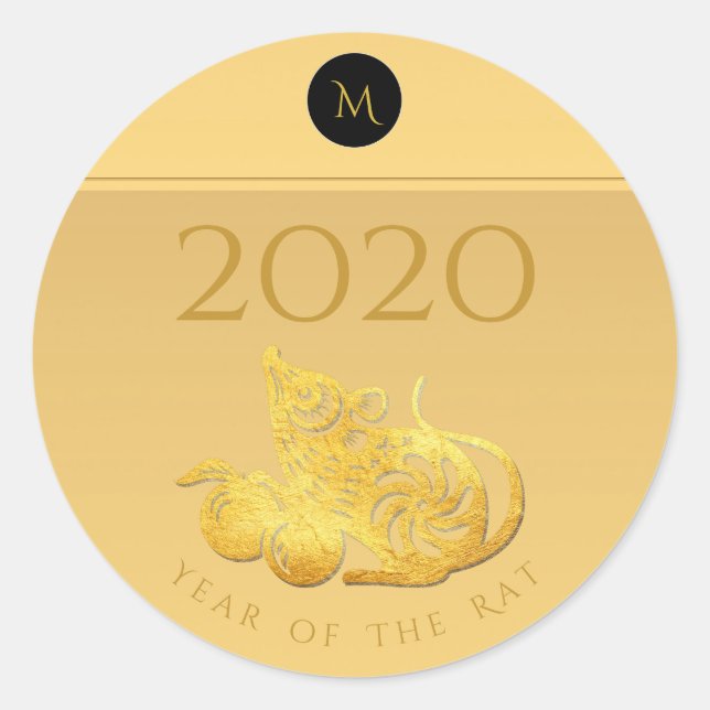 Rat Year 2020 fruits Elegant Monogram R Sticker (Front)