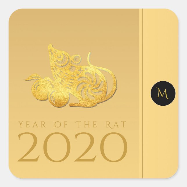 Rat Year 2020 fruits Elegant Monogram S Sticker (Front)