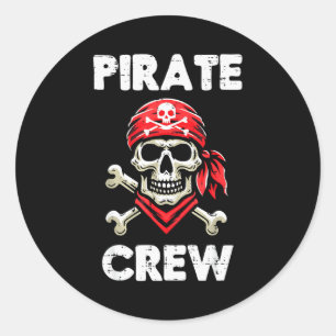 Rate Crew Skull Crossbones Funny Matching Men Wome Classic Round Sticker