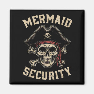 Rate Mermaid Security Funny Skull Costume Dad Men  Magnet
