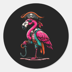 Rate Nk Flamingo Halloween Party - Jolly Roger Classic Round Sticker