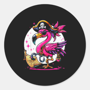 Rate Nk Flamingo Halloween Party - Jolly Roger Classic Round Sticker