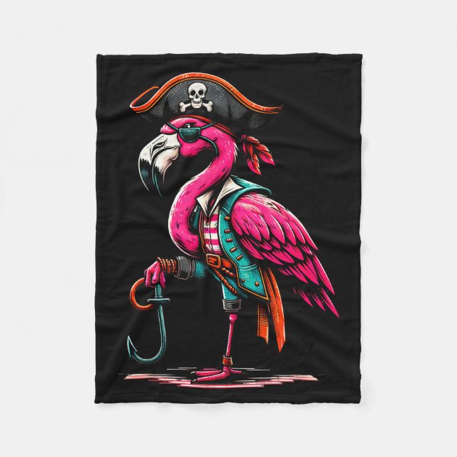 Rate Nk Flamingo Halloween Party - Jolly Roger  Fleece Blanket (Front)