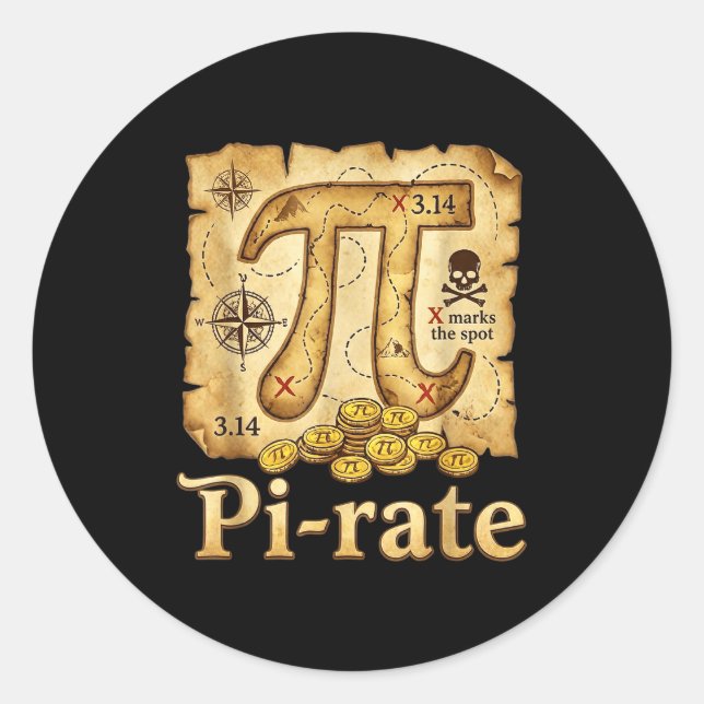 Rate pirate day 314 math math pie pun men boys classic round sticker (Front)