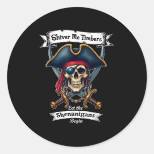 Rate Skull Crossbones Shiver Me Timbers Halloween Classic Round Sticker
