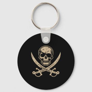 Rate Skull Eyepatch Crossed Swords Vintage Men Wom Key Ring